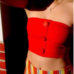 UO Trinity Button-Down Y2K Tube Top